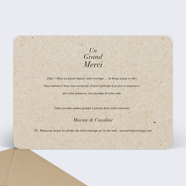 Remerciements Mariage Champêtre Kraft Popcarte