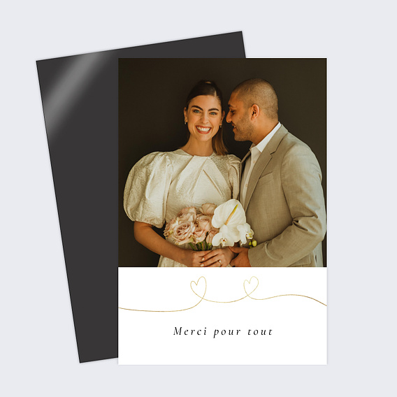 Carte remerciement mariage Ligne du Coeur photo