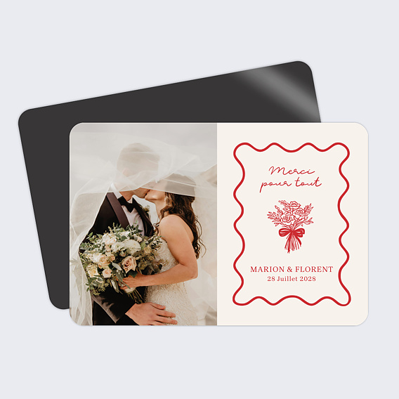 Carte remerciement mariage Illustration Bouquet