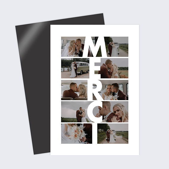 Carte remerciement mariage Merci Vertical