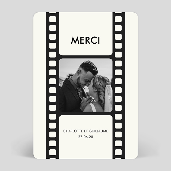 Carte remerciement mariage Bande Cinéma