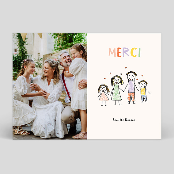 Carte remerciement mariage Dessin Papa et Maman