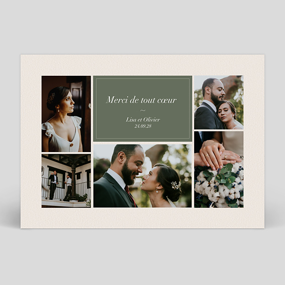 Carte remerciement mariage Doux Sentiments