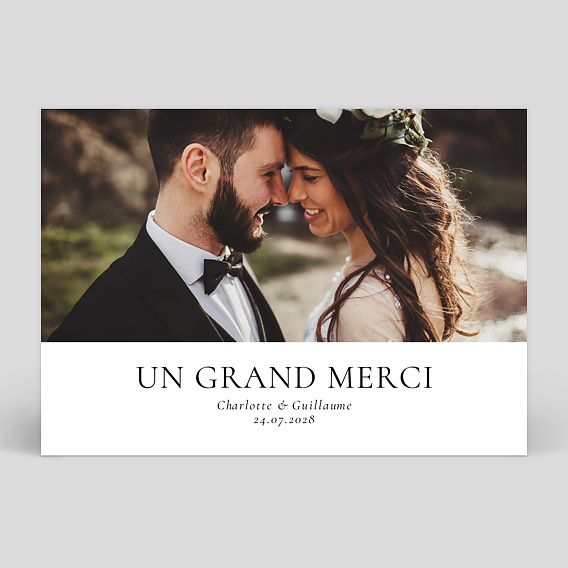 Carte remerciement mariage Élégance Intemporelle