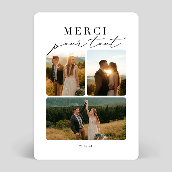 Carte remerciement mariage Grande Typo Merci