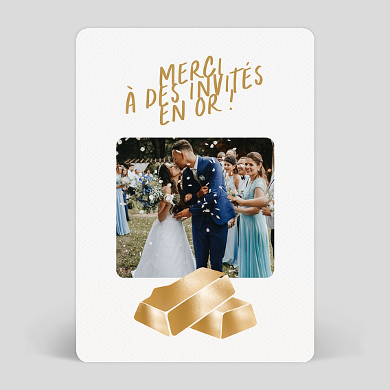 Carte remerciement mariage Invités en Or Illustré