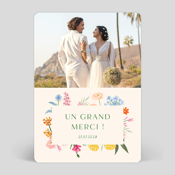 Carte remerciement mariage Jardin