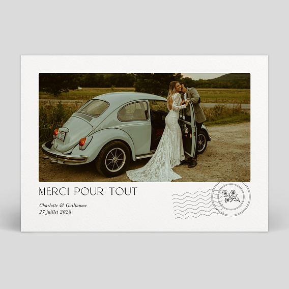 Carte remerciement mariage Journey