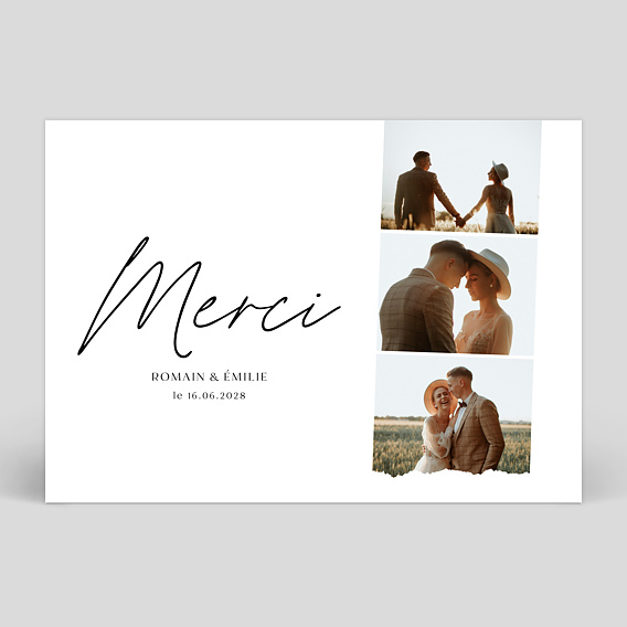 Carte remerciement mariage Photobooth