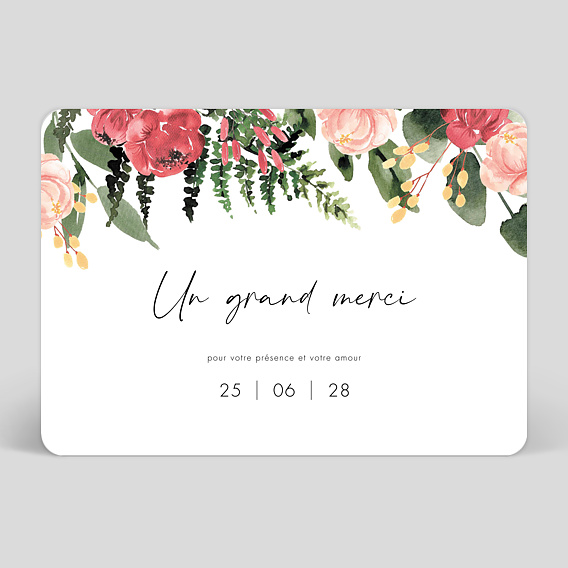 Carte remerciement mariage Wild Flowers sans photo