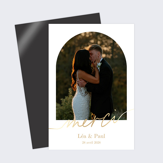 Carte remerciement mariage Ligne ocre Arche