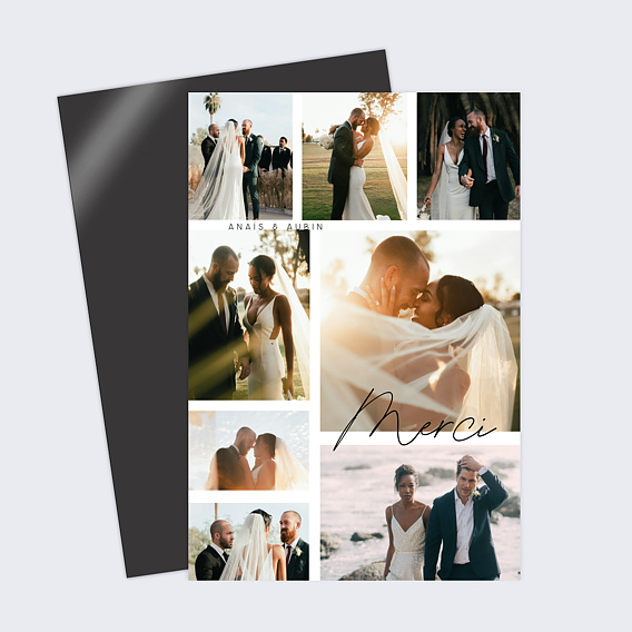 Carte remerciement mariage Beau Pêle-mêle