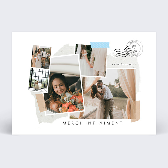 Carte remerciement mariage Scrapbooking
