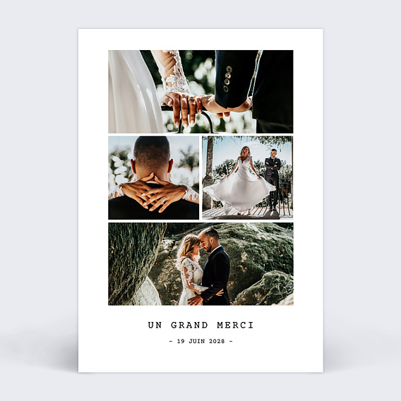 Carte remerciement mariage Simple Polaroid IV
