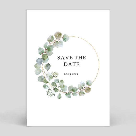 Save the Date Couronne Ocre Eucalyptus